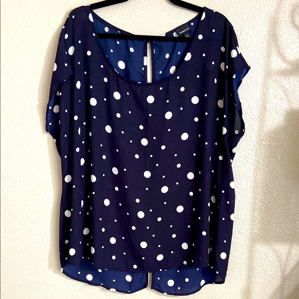 Torrid Polka Dot Navy Blue Women's Top
